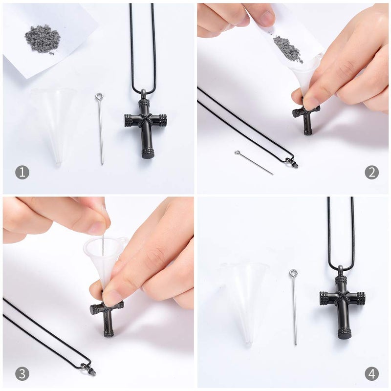 Minicremation Rope Winding Cross Cremation Ashes Urn Pendant Necklace Memorial Keepsake Jewelry Lordâ€™s Prayer Cross Ashes Necklaces (Black) - Image 4